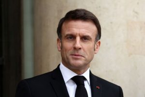 French President Macron at the Elysee Palace in Paris