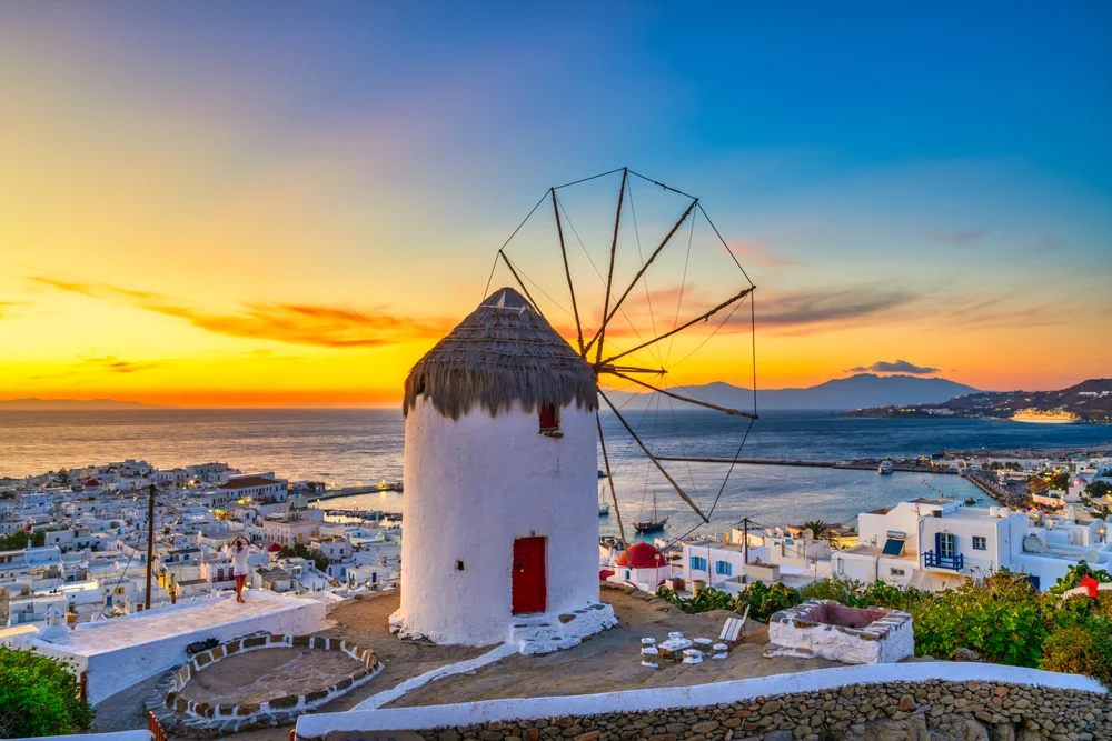 windmill mykonos sunset
