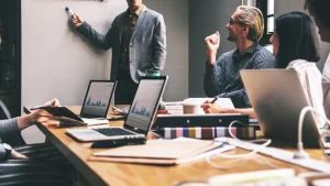 group diverse people having business meeting