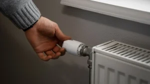 man turning off radiator energy crisis